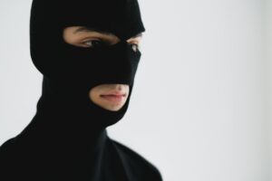 Photo of a person in a facemask.